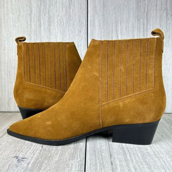Marc Fisher Yarita Brown Suede Leather Pointed Ankle Booties Women’s Size 8 M - Picture 4 of 10